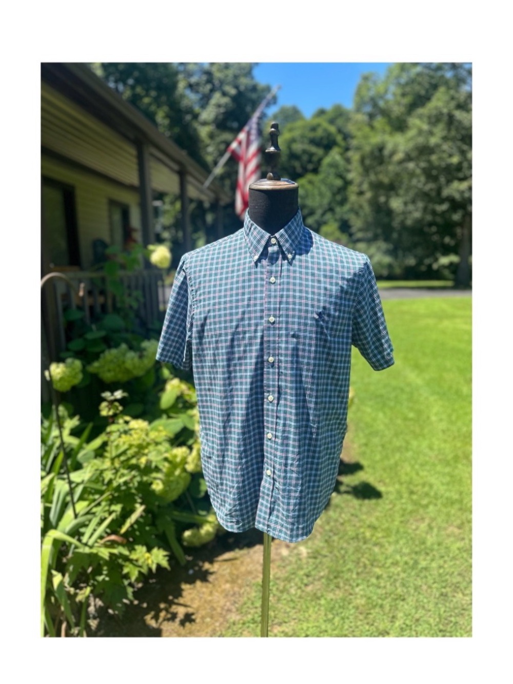 Ralph Lauren Men’s Untucked Classic Fit Performance Plaid  Button Down Shirt